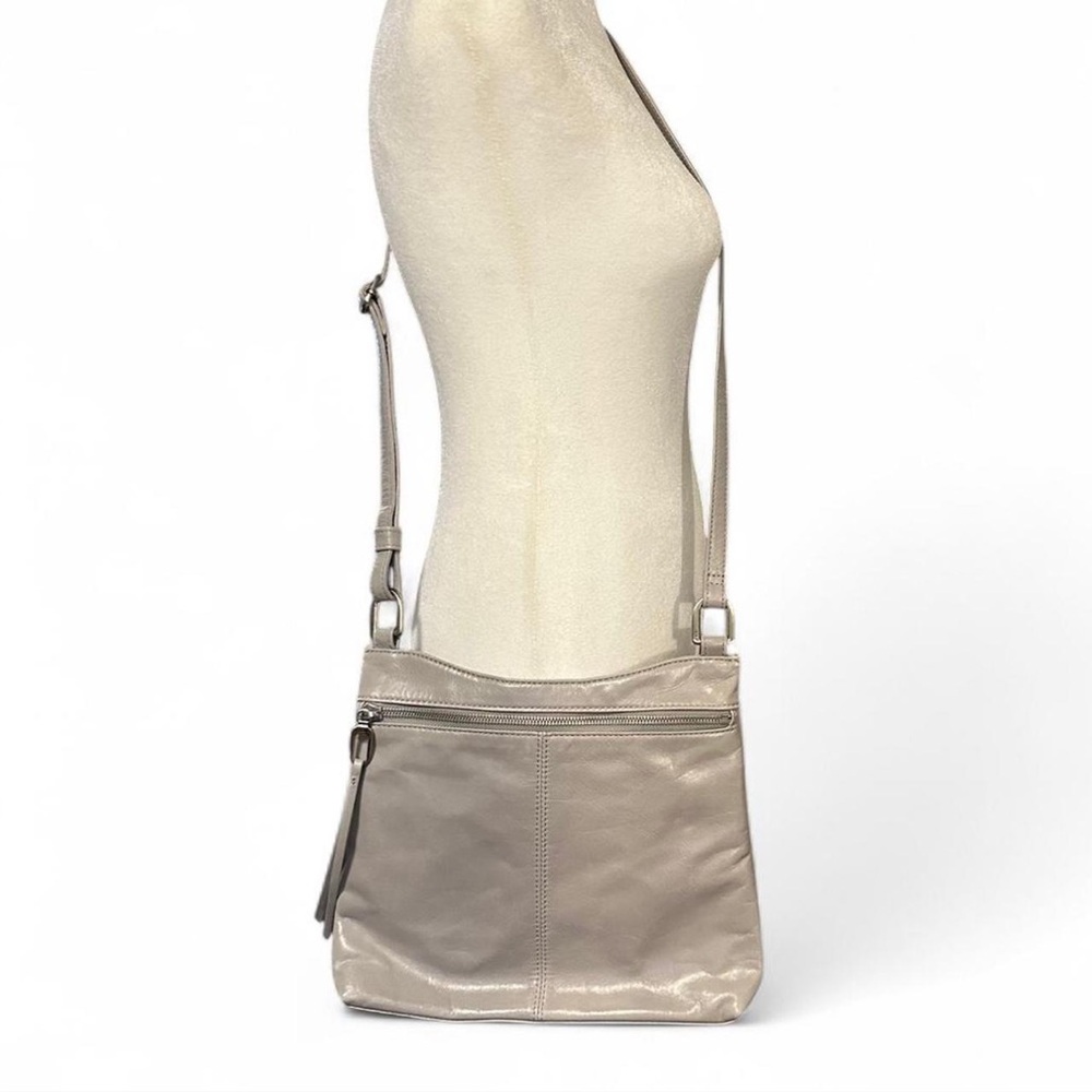 HOBO Gray Brushed Leather Slim Crossbody Bag